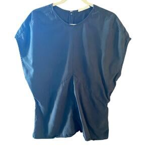 Everlane The Drape Black Blouse Lyocell Tencel Short Size 12